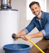 It's important to flush your water heater yearly to remove unwanted iron buildup that can cause iron stains in your hot water