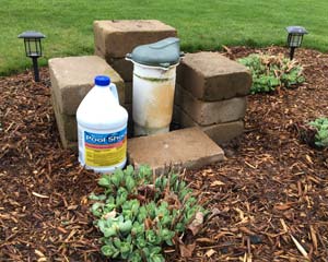 Well Cap with Bottle of Chlorine A well chlorination cleans your plumbing from iron buildup and removes iron bacteria from your water